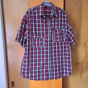 Mens Case IH Button Up SS Shirt Large Red White And Black Tractor Shirt NWT
